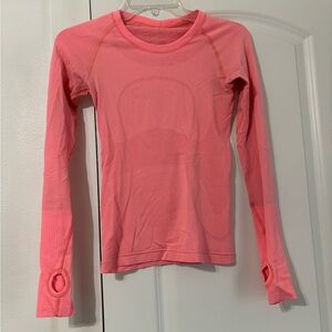 Pink Lululemon Long Sleeve Swiftly Shirt